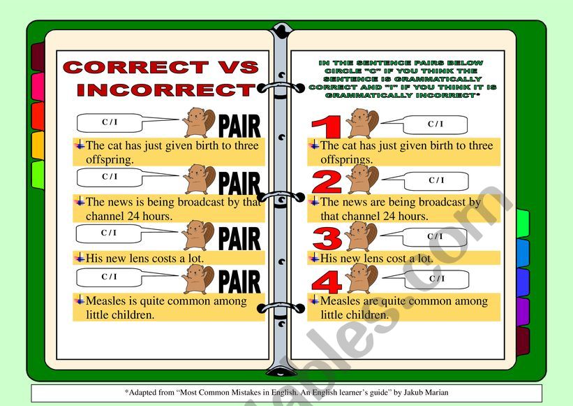 CORRECT VS INCORRECT [mainly grammar]